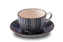 Filiżanka do herbaty ze spodkiem "Zafferano-Tue" Blue stripes